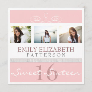  wervelfoto Collage Sweet 16 Uitnodiging