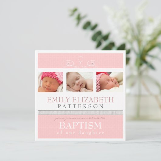  wervelfotocollage Baptisme-uitnodiging Kaart (Staand voorkant)