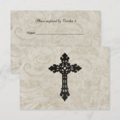 werveling Catholic Cross RSVP Kaartje (Voorkant / Achterkant)