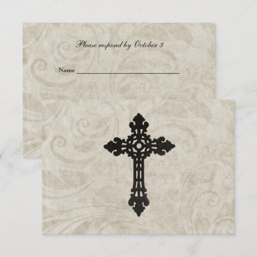  werveling Catholic Cross RSVP Kaartje (Voorkant / Achterkant)