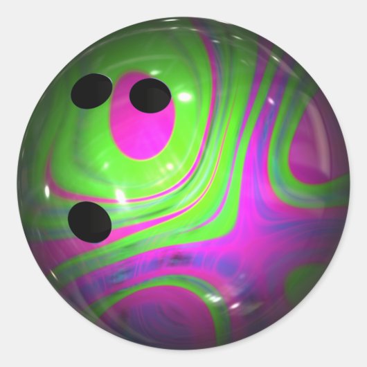 werveling kleuren bowling bal ronde sticker (Voorkant)