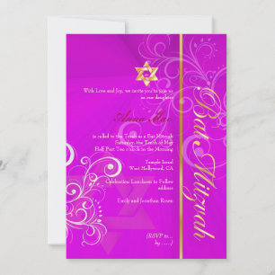 Wervelingen Bat Mitzvah/roze/goud Kaart