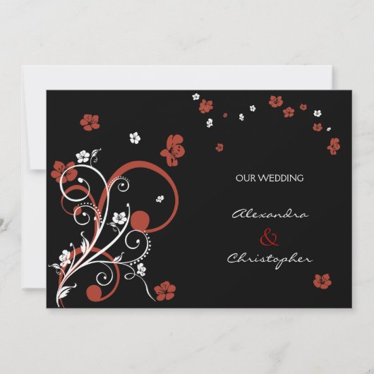 Wervelingen & Bloemen Elegante Trouw Aankondiging (Voorkant)