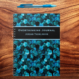 Wervelingen in lichtblauw aqua turquoise en zwart  notitieboek