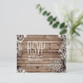 wervelingen kant schuur hout land bruiloft RSVP Uitnodiging Briefkaart (Staand voorkant)