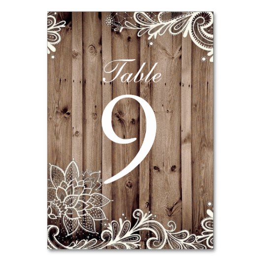 Wervelingen Lace Schuur Hout Land Trouwtafel Numme Kaart (Achterkant)