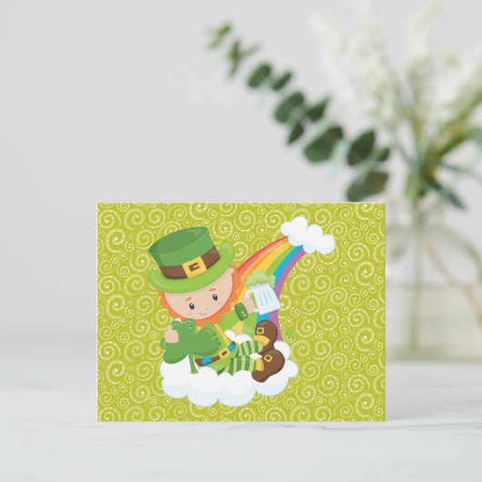 Wervelingen Leprechaun en Rainbow Briefkaart (Staand voorkant)