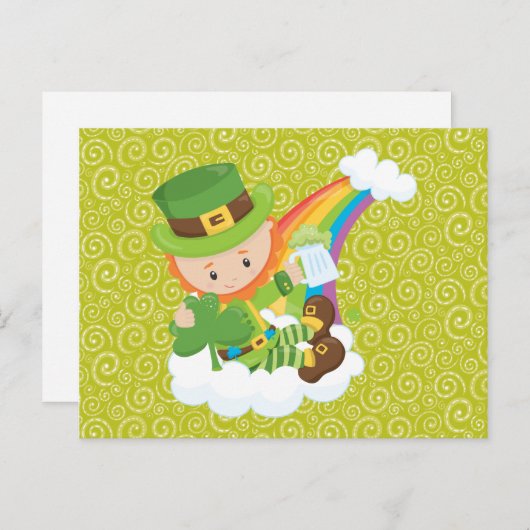 Wervelingen Leprechaun en Rainbow Briefkaart (Voorkant / Achterkant)