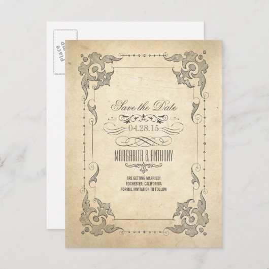 wervelingen lijst Oud Sla de datum briefkaarten (Voorkant / Achterkant)