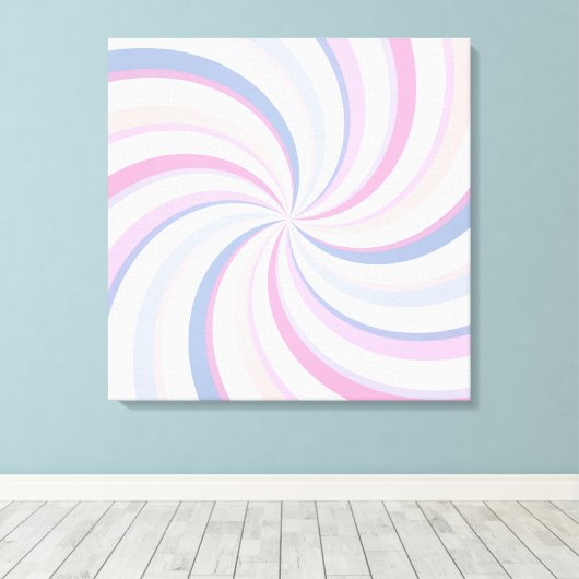 Wervelingen Roze Blauw Perzik Canvas Afdruk (Insitu (Houten vloer))