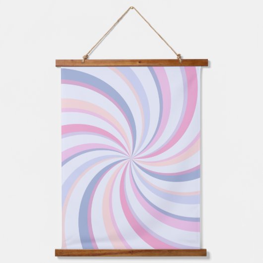 Wervelingen Roze Blauw Perzik Hangend Wandkleed (Voorkant)