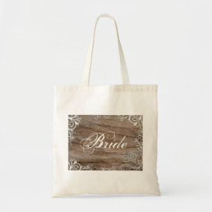 wervelingen schuur hout kant country bruid tote bag
