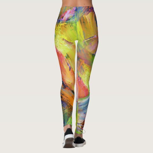 Wervelingen van Neon kleuren Leggings (Achterkant)