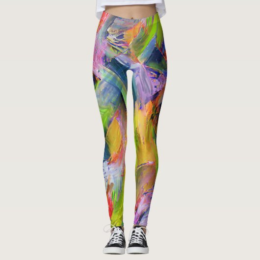 Wervelingen van Neon kleuren Leggings (Voorkant)