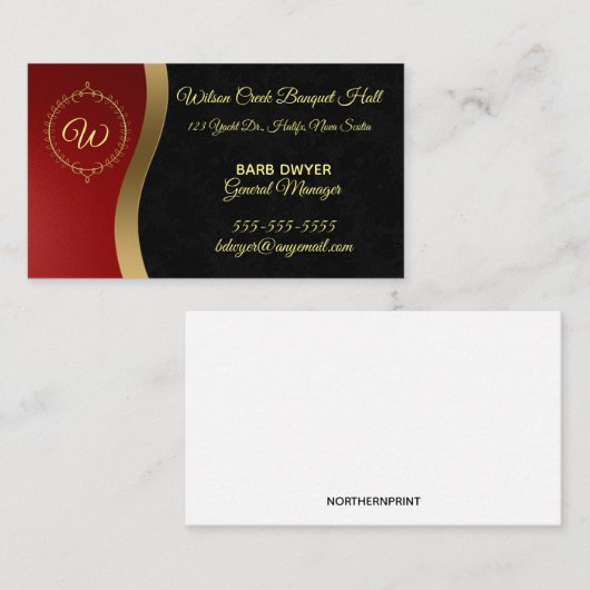 Wervelingen van Red Gold Black Visitekaartje (Voorkant / Achterkant)