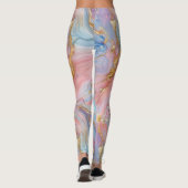 Wervelingen van roze, blauw, goud, Creëer gemarmer Leggings (Achterkant)
