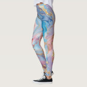 Wervelingen van roze, blauw, goud, Creëer gemarmer Leggings (Links)