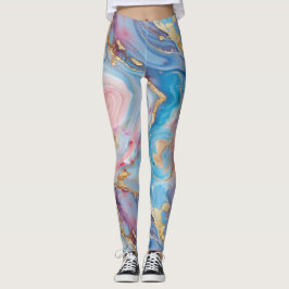 Wervelingen van roze, blauw, goud, Creëer gemarmer Leggings