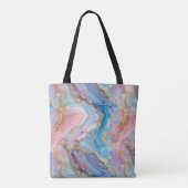 Wervelingen van roze, blauw, goud, Creëer gemarmer Tote Bag (Achterkant)