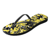 Wervelingen van Zwart, Wit en Geel Teenslippers (Schuin)