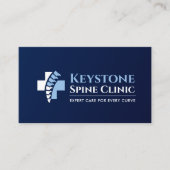 Wervelkolom en medisch kruis - blauw visitekaartje (Voorkant)