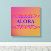 wervelkolom Neon Roze en Gele gradiënt Canvas Afdruk (Insitu (Houten vloer))