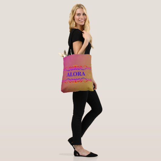  wervelkolom Neon Roze en Gele gradiënt Tote Bag (Op model)