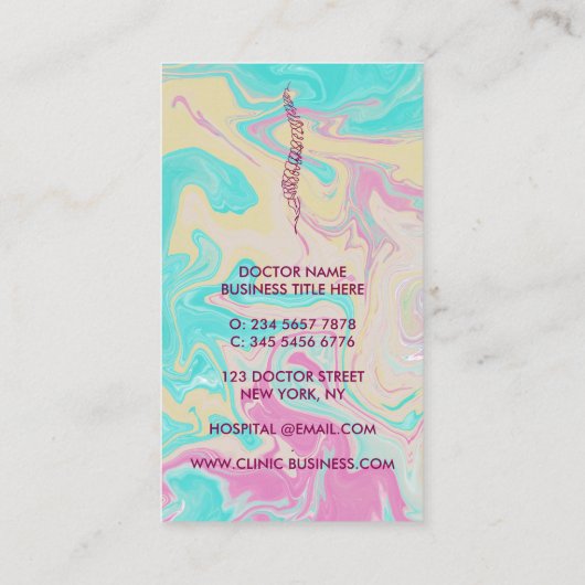 Wervelkolom orthopedisch arts chropractisch roze visitekaartje (Achterkant)