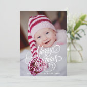 Wervelscript overlay vakantiefoto feestdagenkaart (Staand voorkant)