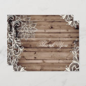 Wervelt kant schuur hout land bruiloft dank u briefkaart (Voorkant / Achterkant)