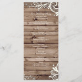 Wervelt kant schuur hout land bruiloft programma programmakaart (Achterkant)