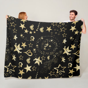 Wervelt sterren & harten fleece deken