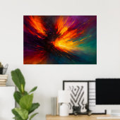 Wervelwind van Licht - Abstracte Vuurstorm in Bewe Poster (Thuiskantoor)