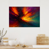 Wervelwind van Licht - Abstracte Vuurstorm in Bewe Poster (Keuken)
