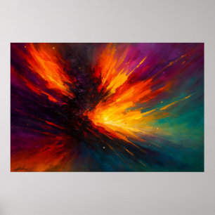 Wervelwind van Licht - Abstracte Vuurstorm in Bewe Poster