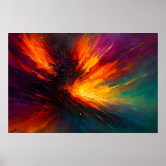 Wervelwind van Licht - Abstracte Vuurstorm in Bewe Poster (Voorkant)