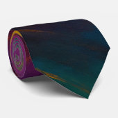 Wervelwind van Licht - Abstracte Vuurstorm in Bewe Stropdas (Opgerold)