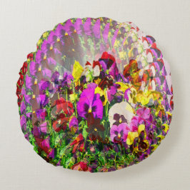 Wervelwind van Pansies.... Rond Kussen