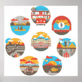 Wes Anderson Films Icon Illustrations Poster (Voorkant)