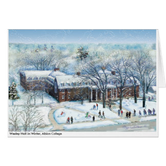 Wesley Hall in de winter, Albion College-notitie