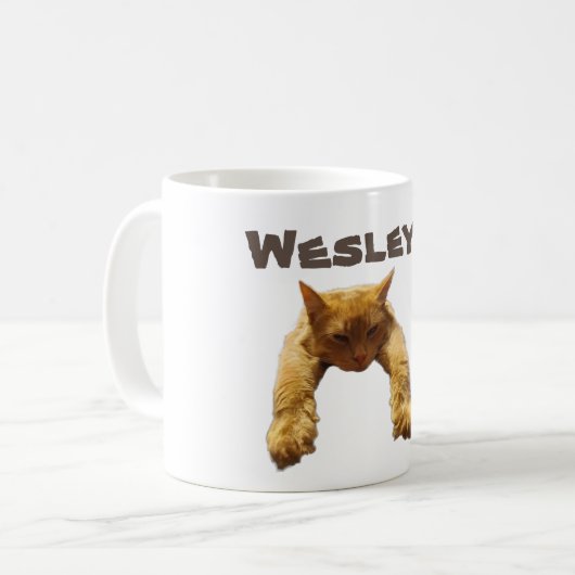 Wesley Naam Met Luie Kat, Koffiemok (Voorkant links)
