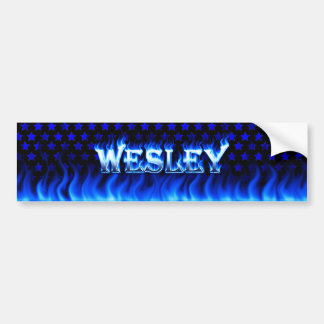 Wesleyblauw vuur en vlammenbumpersticker. bumpersticker