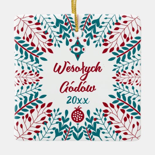 Wèsołych Gódów Kashubian Merry kerst Keramisch Ornament (Voorkant)