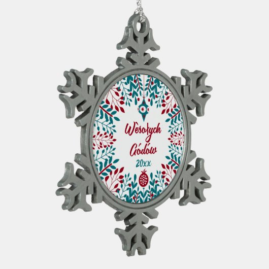 Wèsołych Gódów Kashubian Merry kerst Tin Sneeuwvlok Ornament (Links)