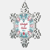 Wèsołych Gódów Kashubian Merry kerst Tin Sneeuwvlok Ornament (Rechts)