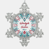 Wèsołych Gódów Kashubian Merry kerst Tin Sneeuwvlok Ornament (Voorkant)