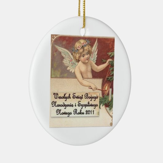 WESOLYCH SWIAT BOZEGO NARODZENIA MERRY CHRISTMAS KERAMISCH ORNAMENT (Rechts)