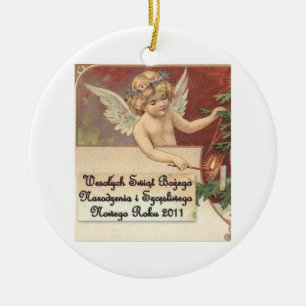 WESOLYCH SWIAT BOZEGO NARODZENIA MERRY CHRISTMAS KERAMISCH ORNAMENT
