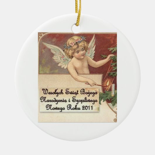 WESOLYCH SWIAT BOZEGO NARODZENIA MERRY CHRISTMAS KERAMISCH ORNAMENT (Voorkant)