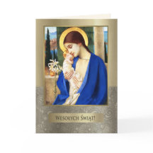 Wesolych Swiat. Fijne Kunst Kerstmis Kaart in het 